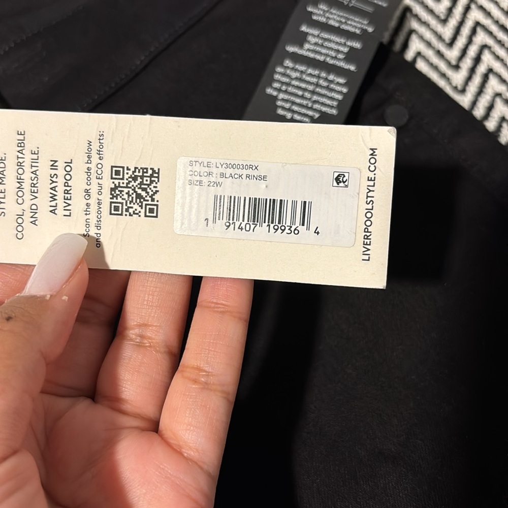 Liverpool ECO Kennedy Straight Leg Jeans In Black | Sz 22W - Picture 4 of 9
